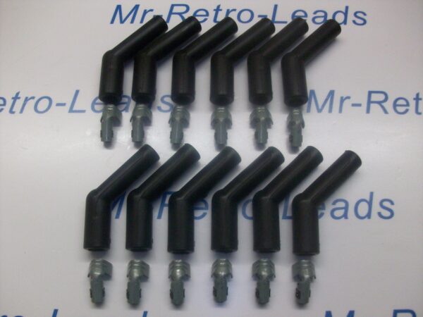 Black Spark Plug Boots Terminals Kit 135 Degree 45 Ignition Lead Ht X 12 Quality