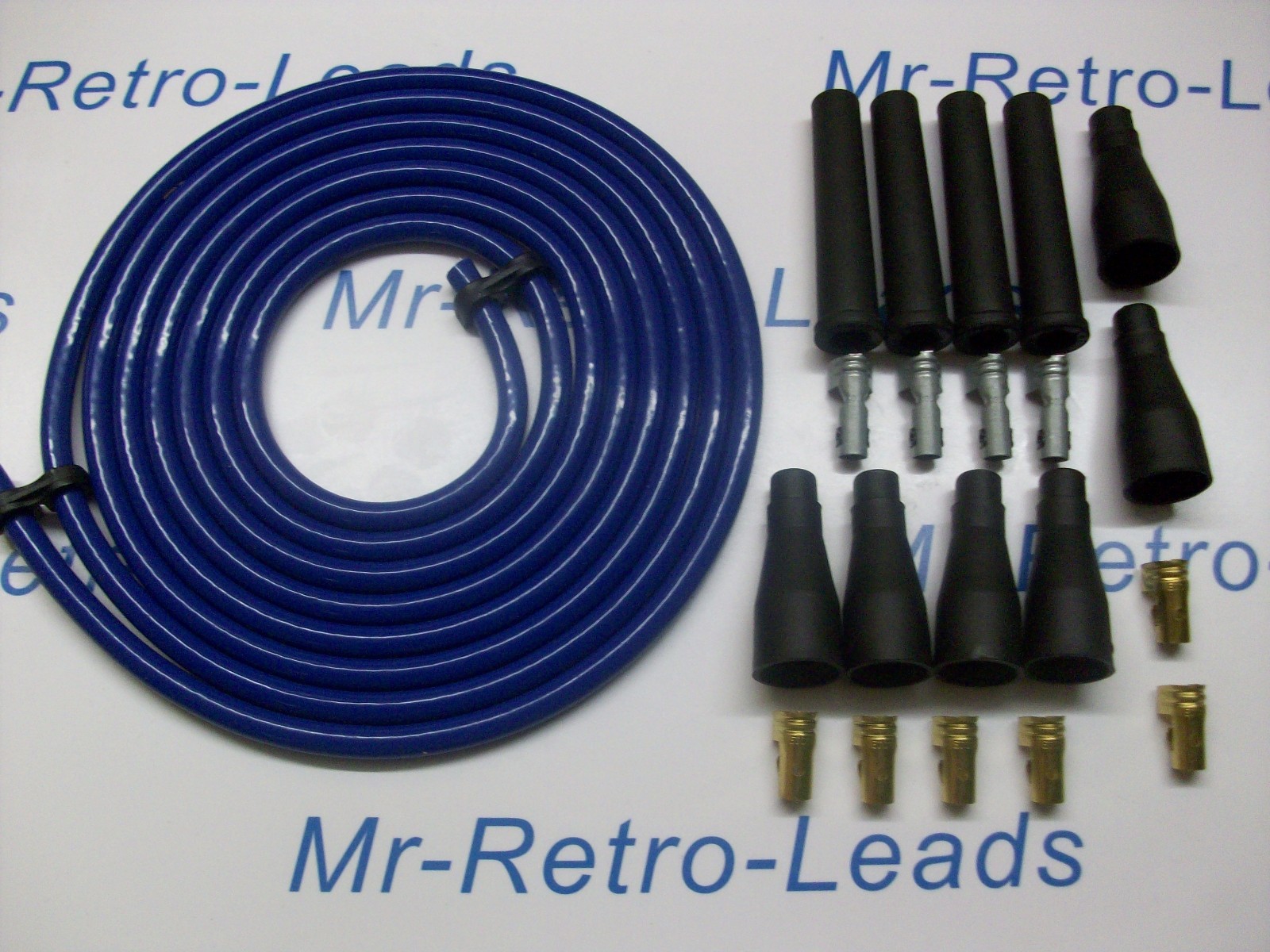 Blue 8mm Performance Ignition Lead Kit Ignition Lead For 4 Cly 3 Meter Kit Cars.