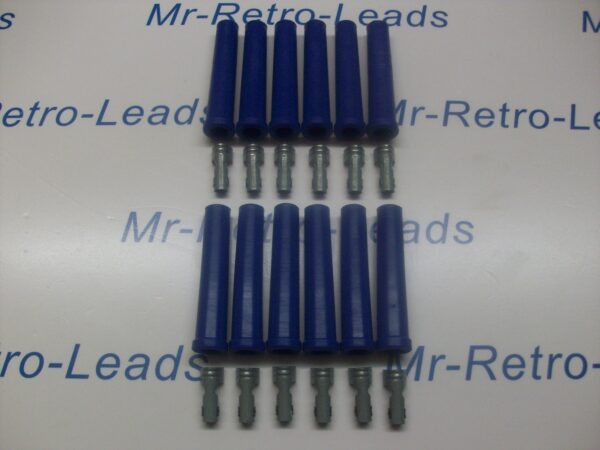 Blue Ignition Lead Spark Plug Boots Terminals Straight Fitting Silicone Kit X 12