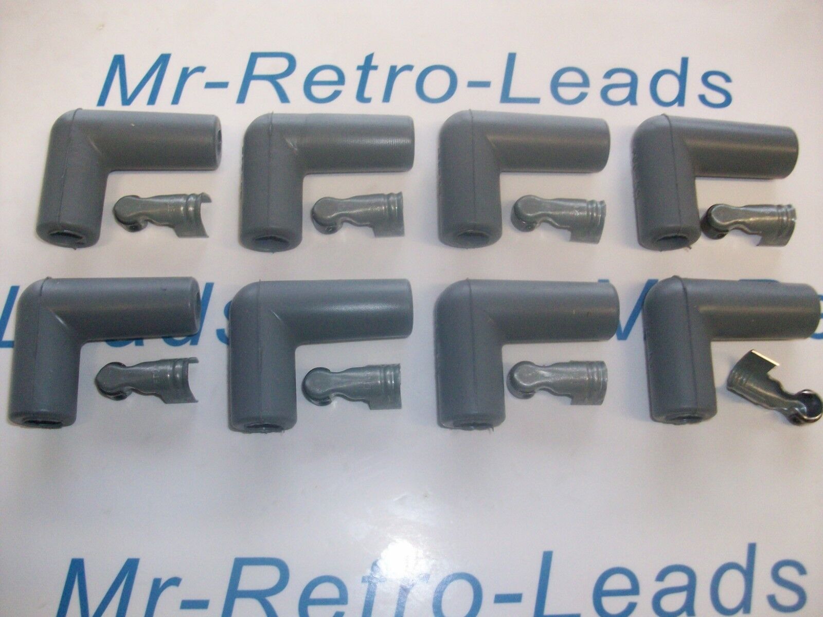 Grey Ignition Spark Plug Rubber Boot Fitting Cover  8 X 90"degree Terminals Ht