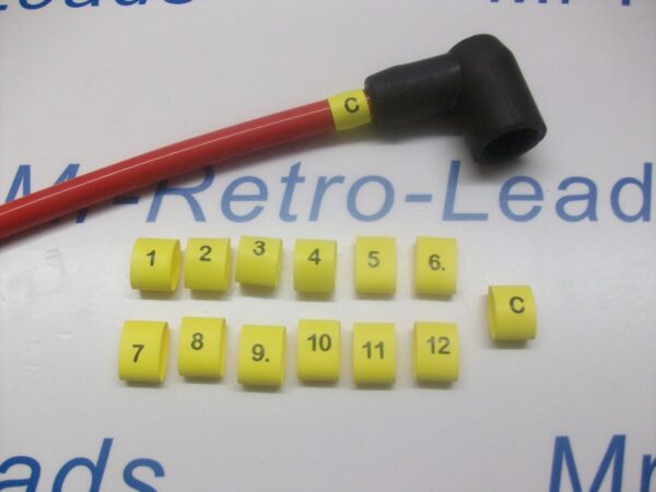 Ignition Lead Plug Numbers 1 / 12 Heat Shrink Ht Lead Black On Yellow  + C Coil.
