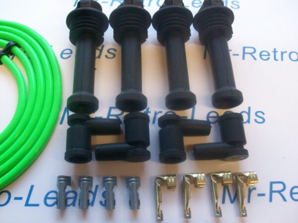 Lime Green 8mm Performance Ignition Lead Kit Silver Top Kit Cars 117mm Boots