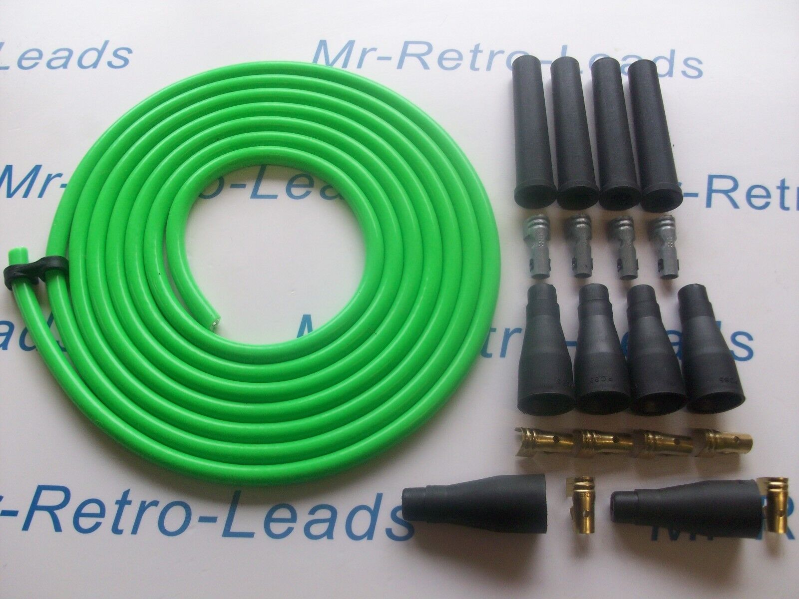 Lime Green 8mm Performance Ignition Lead Kit 4 Cyl Kit Car 3 Meters Quality Lead