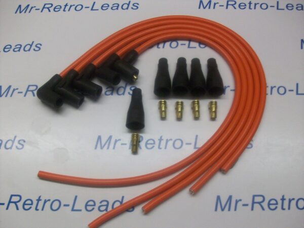 Orange 8mm Performance Ignition Lead Kit Ht For 4 Cil 90"degree Spark Kit Car