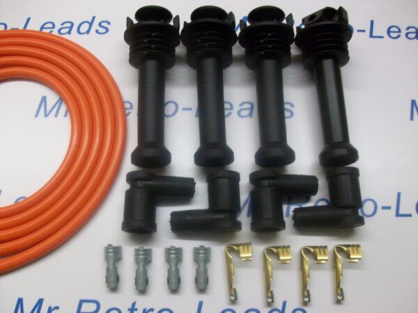 Orange 8mm Performance Ignition Lead Kit For The Black Top Kit Cars 111mm Boots