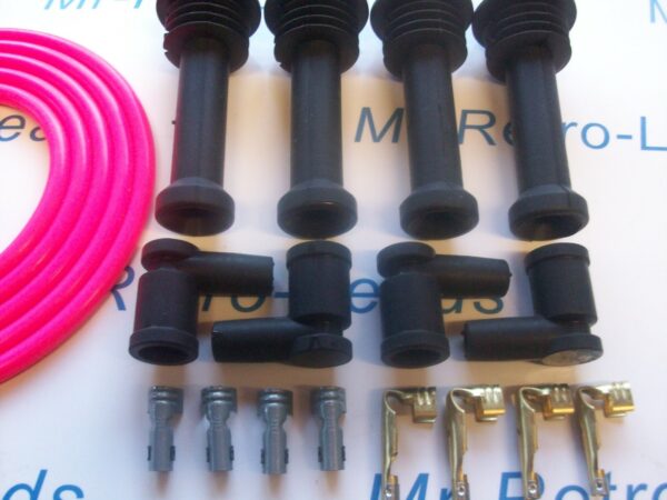 Pink 8mm Performance Ignition Lead Kit For Zetec Black Top Kit Cars 111mm Boots