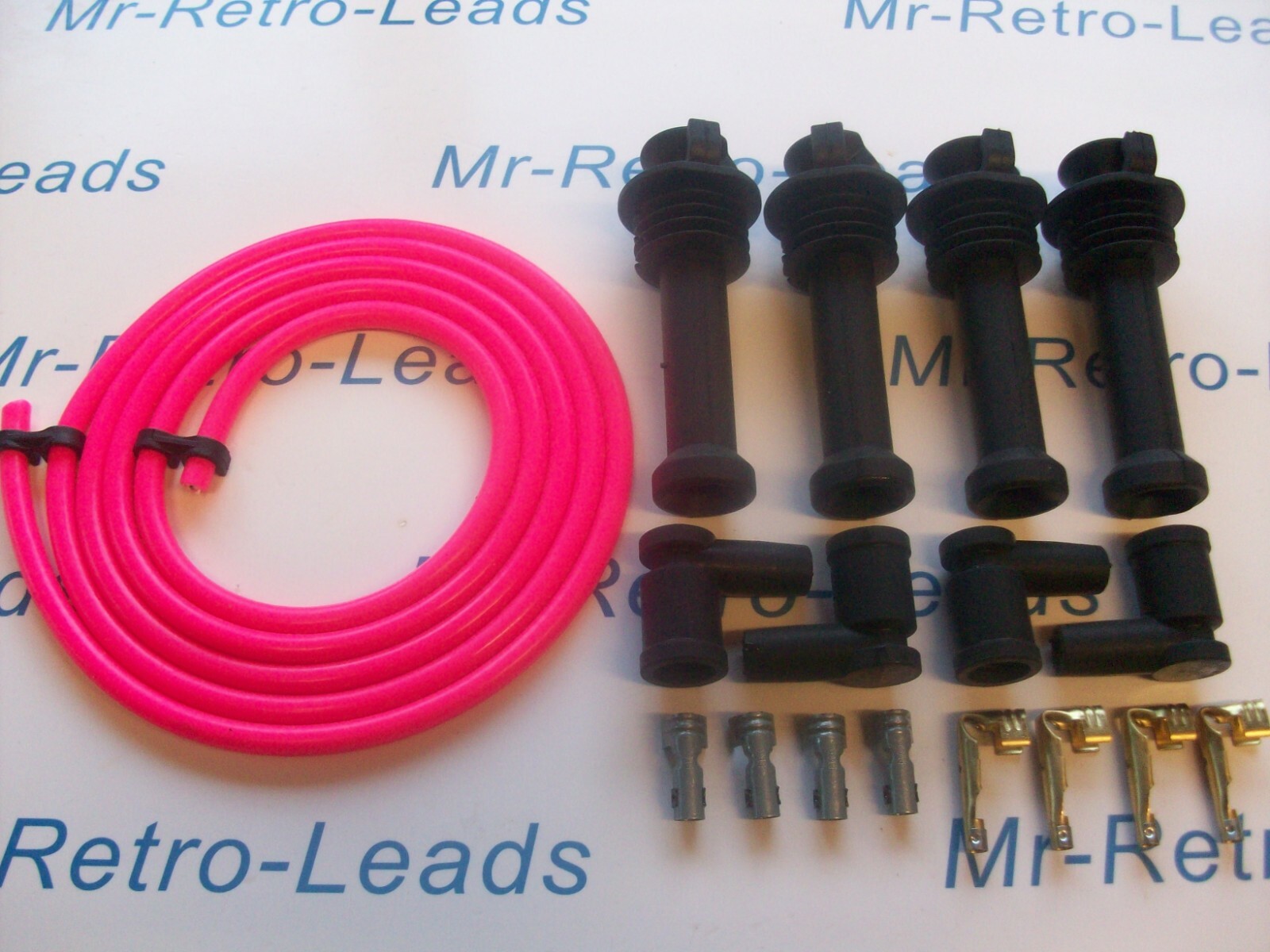 Pink 8mm Performance Ignition Lead Kit Zetec Silver Top Kit Cars 117mm Boots 