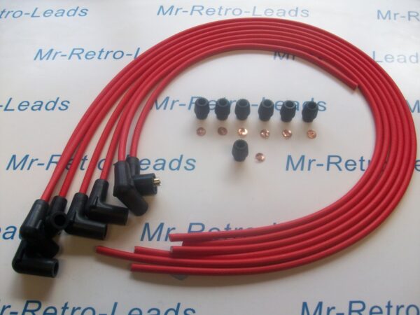 Red 7mm Copper Ignition Lead Kit Fits Jaguar Mk 2 Xj6 Xk  Xk150 With Acorns Kit