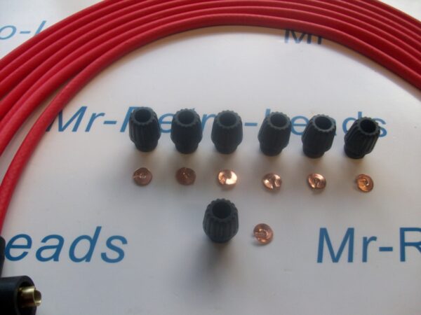 Red 7mm Copper Ignition Lead Kit Fits Jaguar Mk 2 Xj6 Xk  Xk150 With Acorns Kit
