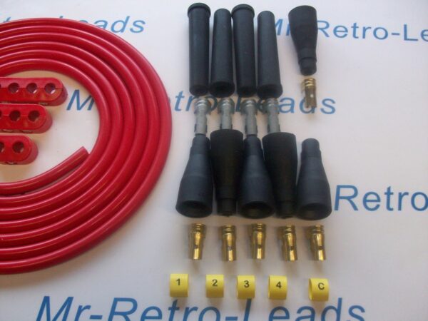 Red 8mm Performance Ignition Lead Kit Holders Numbers For Kit Cars 3 Meters Lead