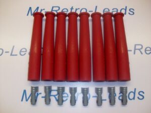 Red Ignition Spark Plug Rubber Boots & Terminals X 8  Full Set V8 Engine Kit Car