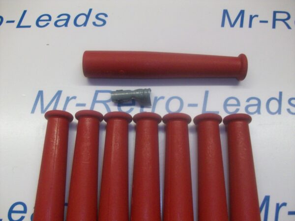 Red Ignition Spark Plug Rubber Boots & Terminals X 8  Full Set V8 Engine Kit Car
