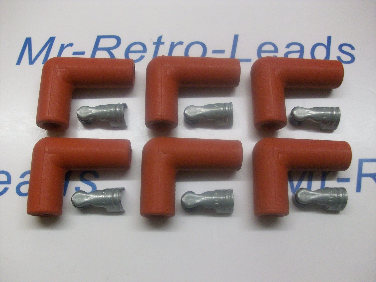 Red Ignition Spark Plug Rubber Boot Fitting  90"degree + Terminals X 6 Quality