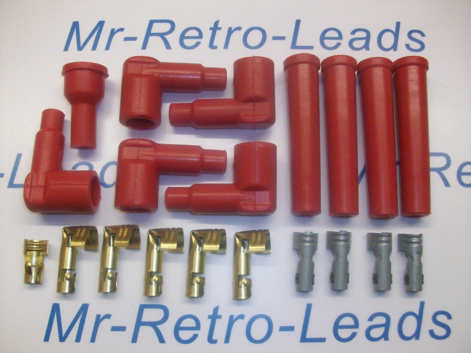 Red Silicone Ignition Lead Kit Spark Plug Boots Distributor Fittings Ht Quality