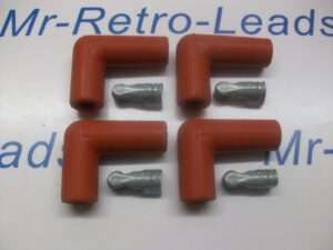Red Silicone Spark Plug Rubber Boot Fitting Plus 4 X Terminals 4 X 90" Degree
