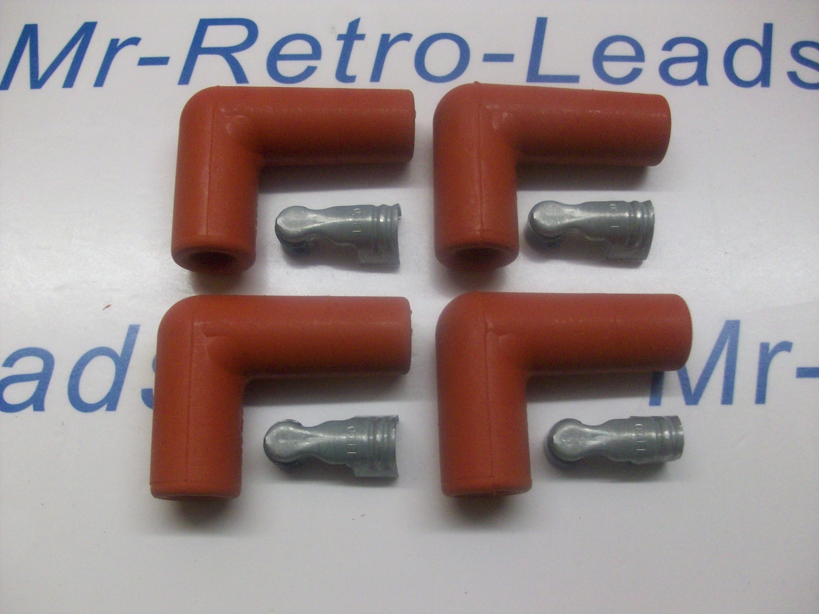 Red Silicone Spark Plug Rubber Boot Fitting Plus 4 X Terminals 4 X 90" Degree