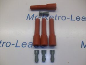 Retro Red Ignition Spark Plug Rubber Boots & Terminals X 4 Full Set 4 Pot Engine
